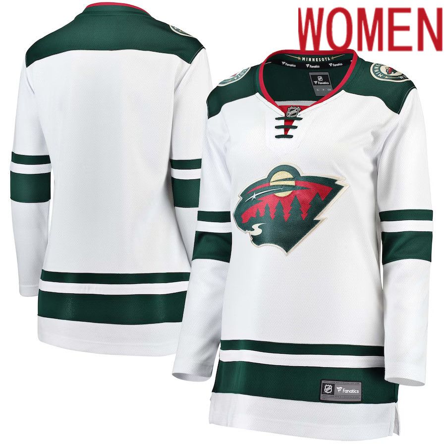 Women Minnesota Wild Fanatics Branded White Away Breakaway NHL Jersey->customized nhl jersey->Custom Jersey